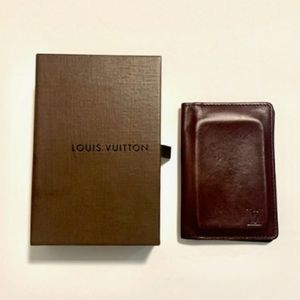 Authentic Louis Vuitton organizer de poche brown leather compact card holder